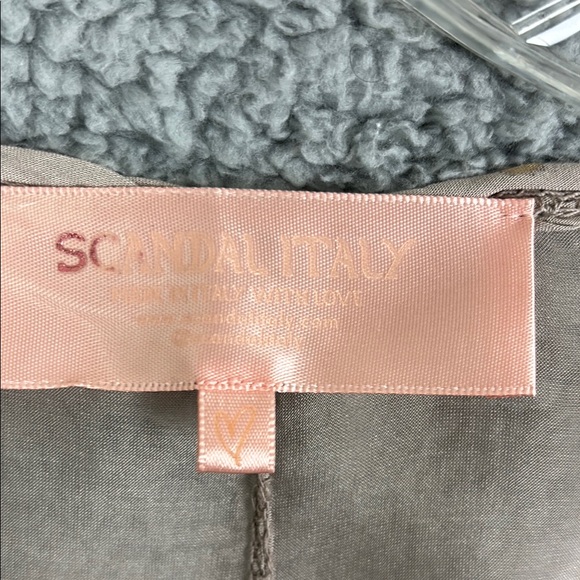 Scandal Italy One Size Sheer Long Sleeve Lightweight Elegant Women's Tan Blouse - Picture 5 of 14